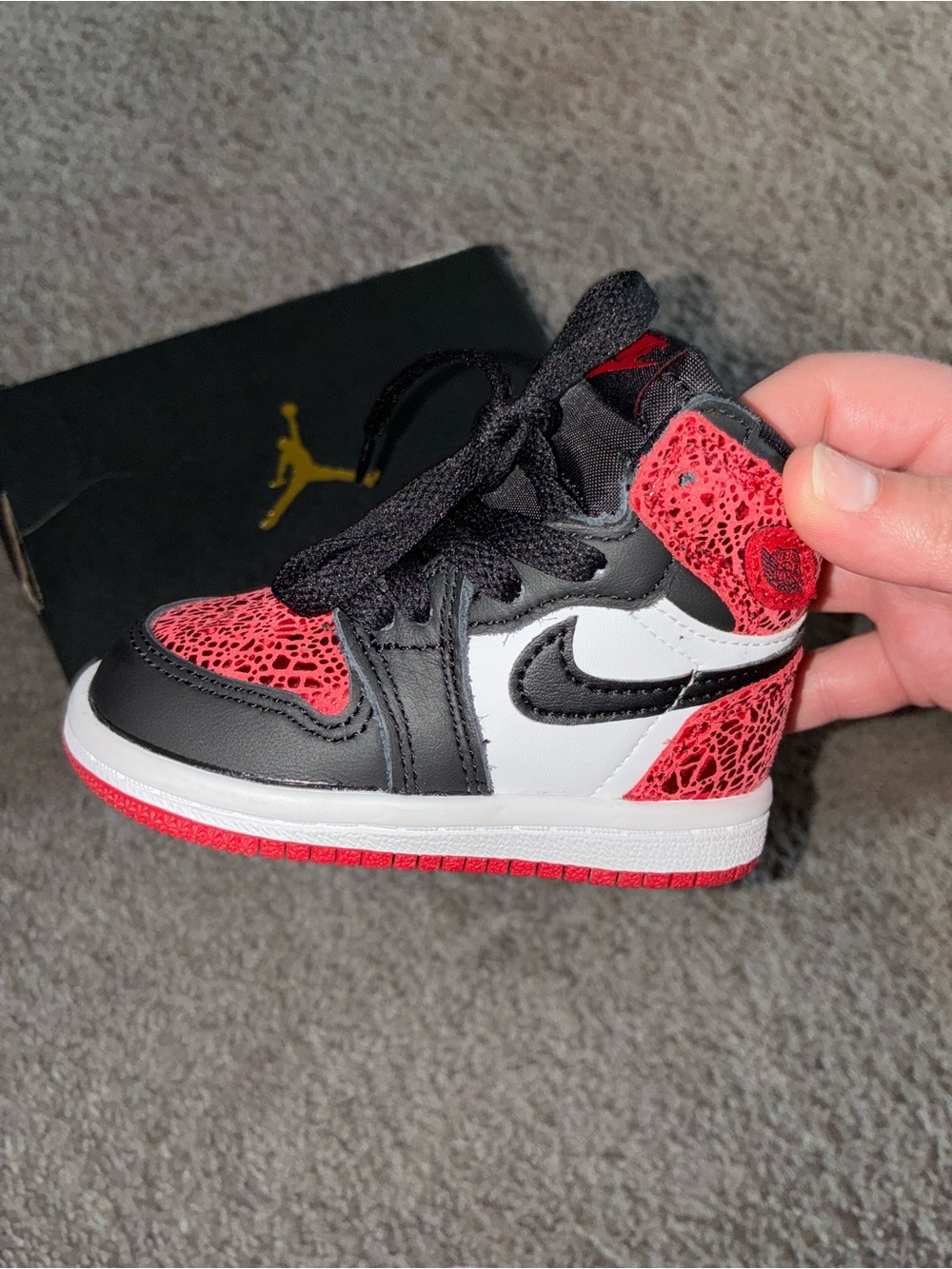 Jordan Kids High-Top Sneaker in Black/Red/White